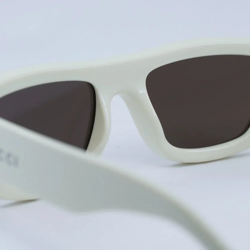 Gucci GG1134S 003 Sunglasses Ivory Rectangle Frame, Brown Lenses